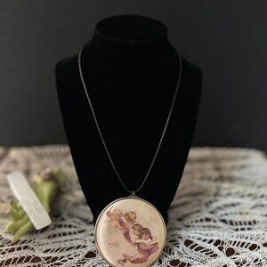 Handmade Upcycled Black Cord Necklace with Charm - Christmas 1985 Pendant